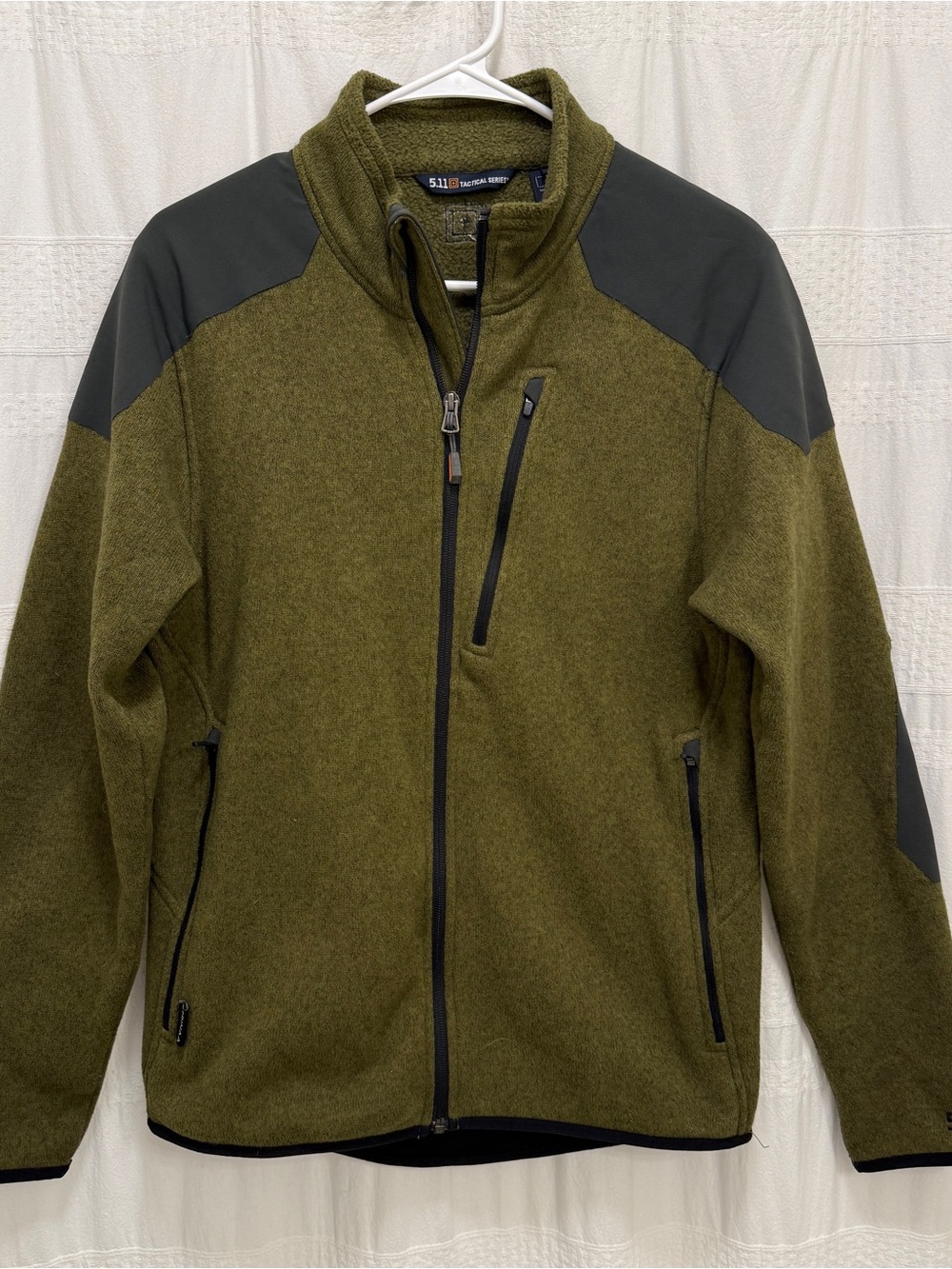 5.11 Tactical Full-Zip Sweater Jacket Green Men’s Small Fleece Elbow Pads